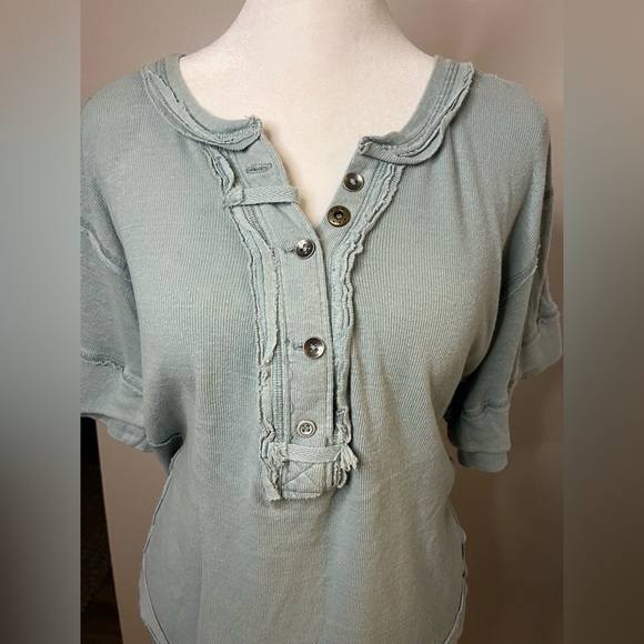 We The Free by Free People Heritage  Henley Ocean Mist – Size XS - Picture 3 of 10